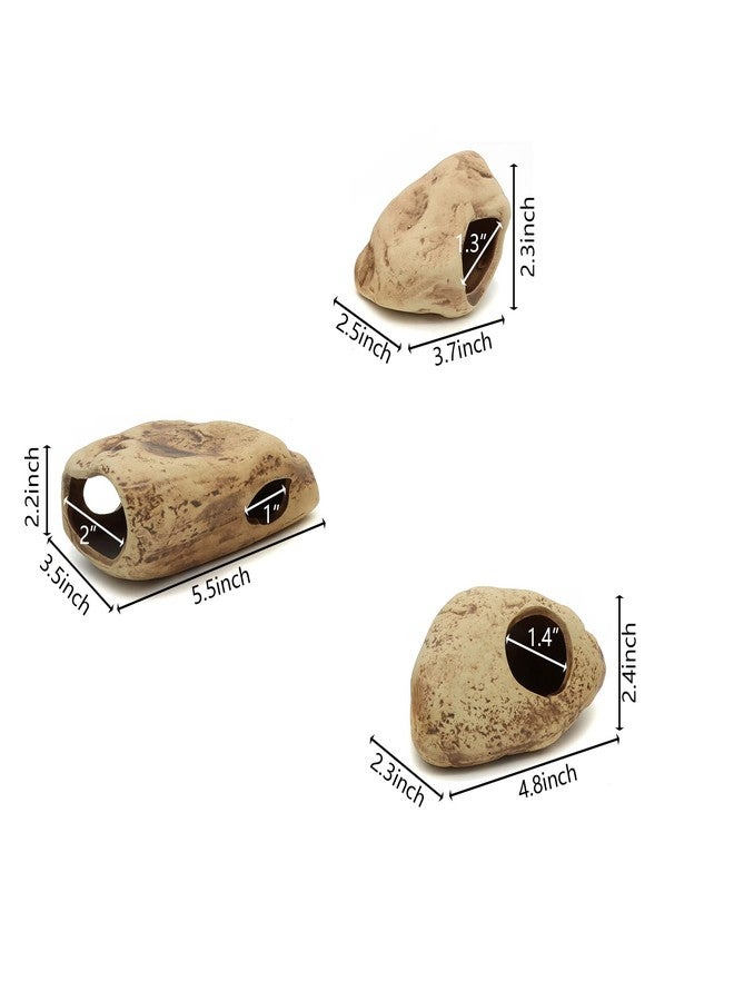 ALEGI Stackable Aquarium Ceramic Decorations Rock Caves,Betta Fish Tank Decor Accessories,Hideaway for Shrimp Cichlid Hiding Breeding Spawning (Set of 3) - Image 2